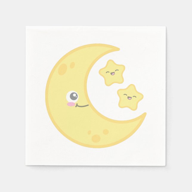 Servilleta De Papel Kawaii Moon y Stars Napkins (Anverso)
