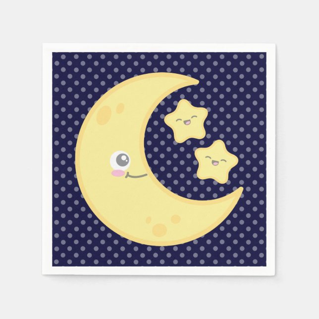 Servilleta De Papel Kawaii Moon y Stars Napkins (Anverso)