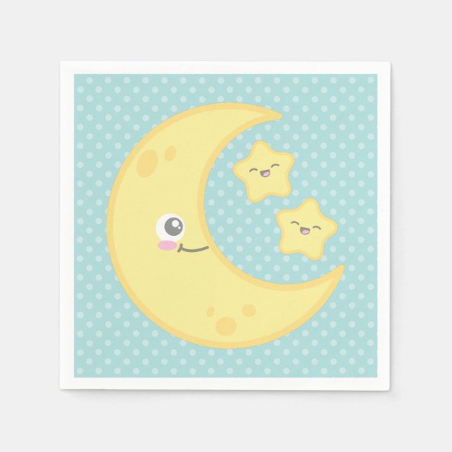 Servilleta De Papel Kawaii Moon y Stars Napkins (Anverso)