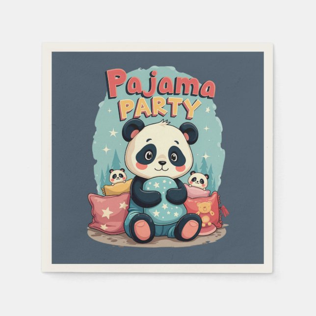 Servilleta De Papel Kawaii Panda Pajama Fiesta Cosy Sleepover Estética (Anverso)