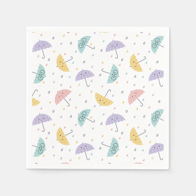 Servilleta De Papel Kawaii Pastel Ropa de paraguas (Anverso)