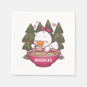 Servilleta De Papel Kawaii pato comiendo ramen