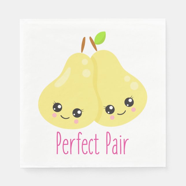 Servilleta De Papel Kawaii Pear Pareja Perfecta Pareja Funny Pun (Anverso)