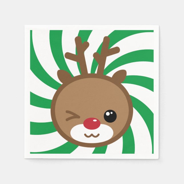 Servilleta De Papel Kawaii Reindeer Paper Napkins (Anverso)