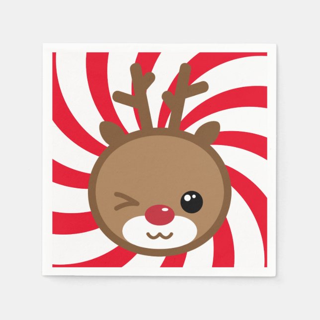 Servilleta De Papel Kawaii Reindeer Paper Napkins (Anverso)