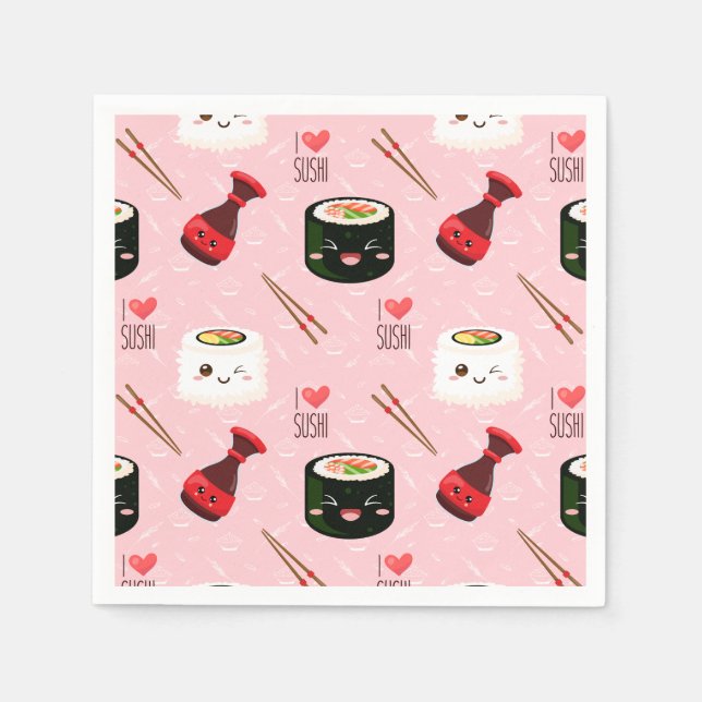 Servilleta De Papel Kawaii Shi Pattern Light Pink (Anverso)