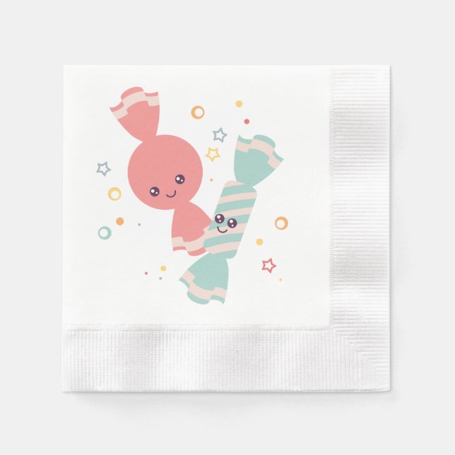 Servilleta De Papel Kawaii Sonriente Napkins de Papel Candy (Anverso)