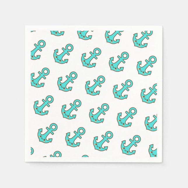 Servilleta De Papel Kawaii Turquoise Anchor - Fantástico y Alegre (Anverso)