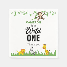 Servilleta De Papel Kawaii Wild One Birthday Safari Jungle Animales
