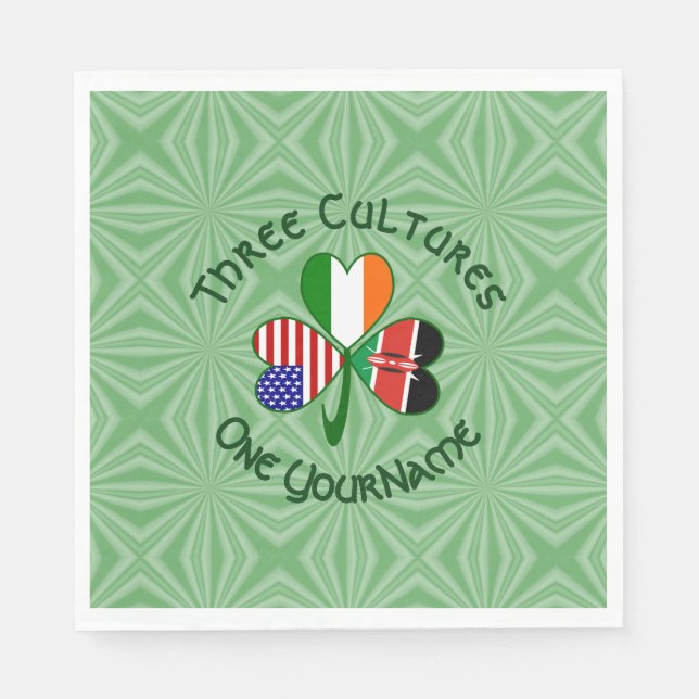 Servilleta De Papel Kenia Irlanda EE.UU. Bandera Shamrock personalizad (Anverso)