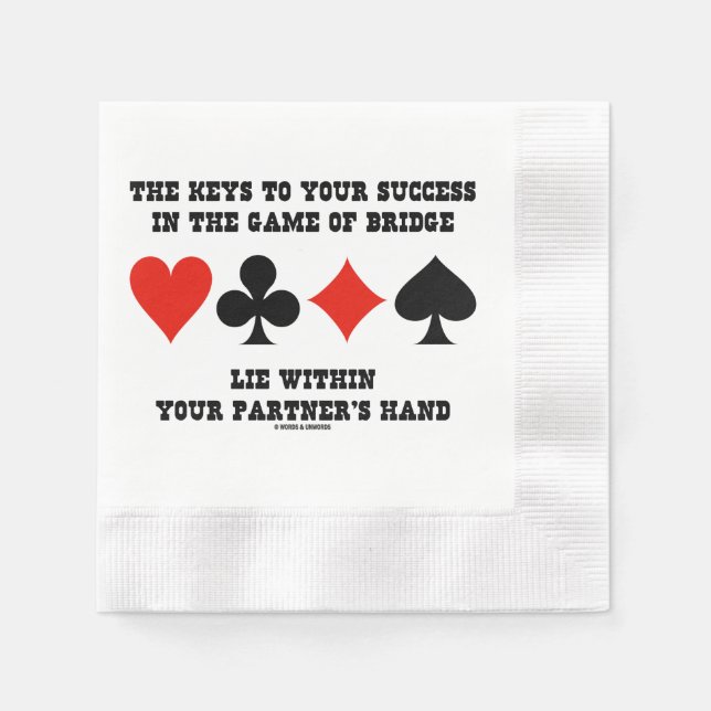 Servilleta De Papel Keys To Your Success In Game Of Bridge Lie Within (Anverso)