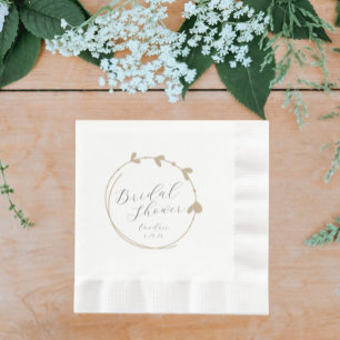Servilleta De Papel Khaki simple corazón Wreath Bridal Shower