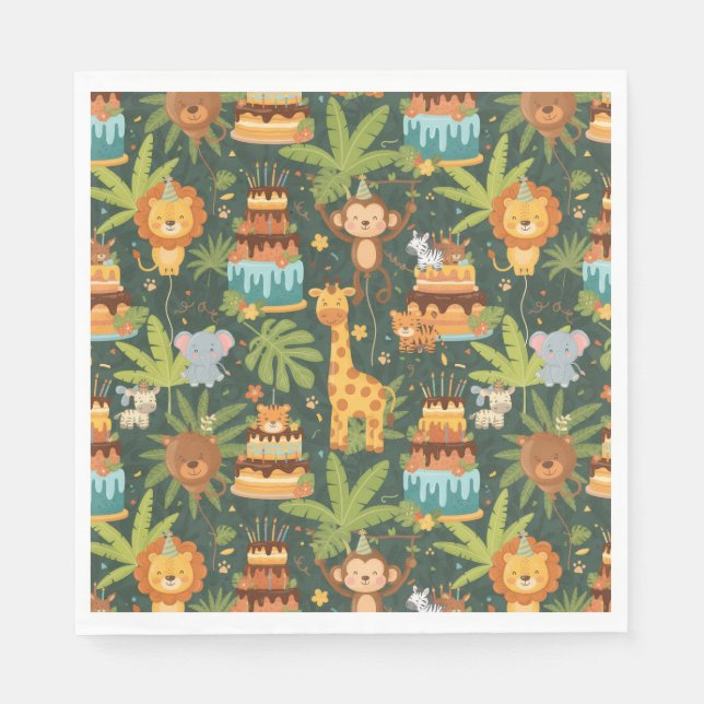 Servilleta De Papel Kids Birthday Jungle Themed Napkins (Anverso)