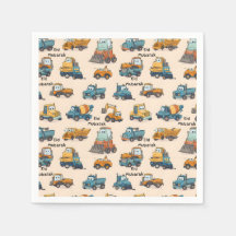 Kids Construction Vehicle Napkins – Cartoon Trucks