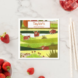 Servilleta De Papel Kids Highland Cows Fall Farm Birday Party