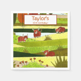 Servilleta De Papel Kids Highland Cows Fall Farm Birday Party