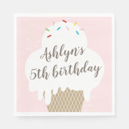 Servilleta De Papel Kids Ice Cream Cone Pink Birday Party