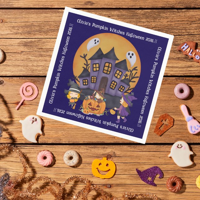 Servilleta De Papel Kids Pumpkin Witness Party Halloween (Pumpkin Witches Halloween Party Napkins)