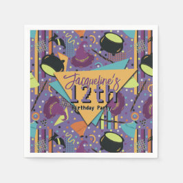 Servilleta De Papel Kids Purple Retro Witchy Halloween Cumpleaños