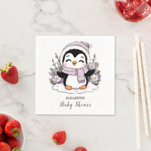 Servilleta De Papel Kids Snow Penguin Baby Shower