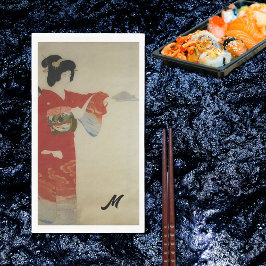 Servilleta De Papel kimono rojo mujer - monogramado