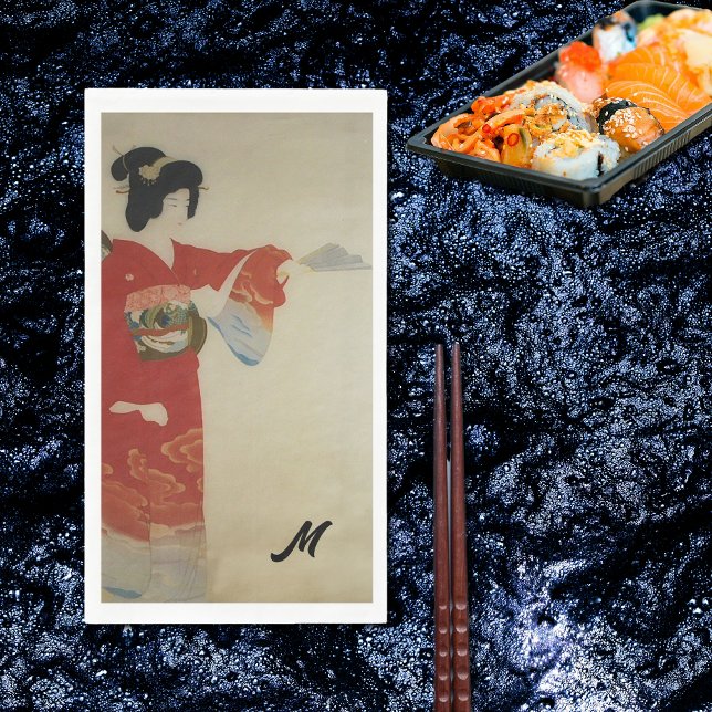 Servilleta De Papel kimono rojo mujer - monogramado (Subido por el creador)