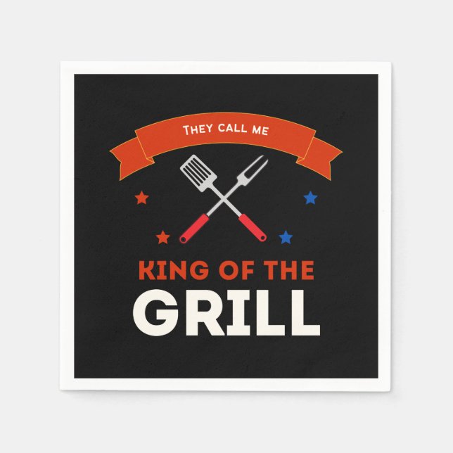 Servilleta De Papel King of the Grill lustiger Spruch mehrfarbig (Anverso)