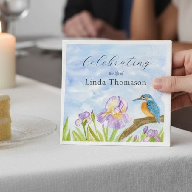 Servilleta De Papel  Kingfisher Purple Irises Celebration of Life (Subido por el creador)