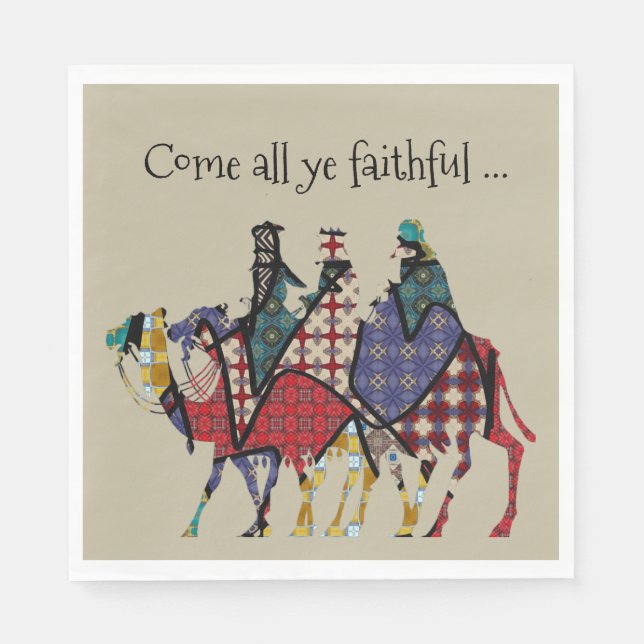 Servilleta De Papel Kings Viaja Para Ver Al Niño Jesús (Anverso)