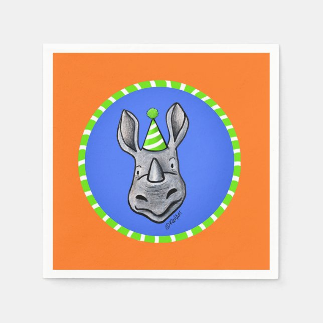Servilleta De Papel KiniArt Rhino Napkins de cumpleaños (Anverso)