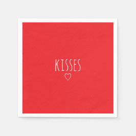Servilleta De Papel 'Kisses' Bold Romantic Red White Valentine's Day