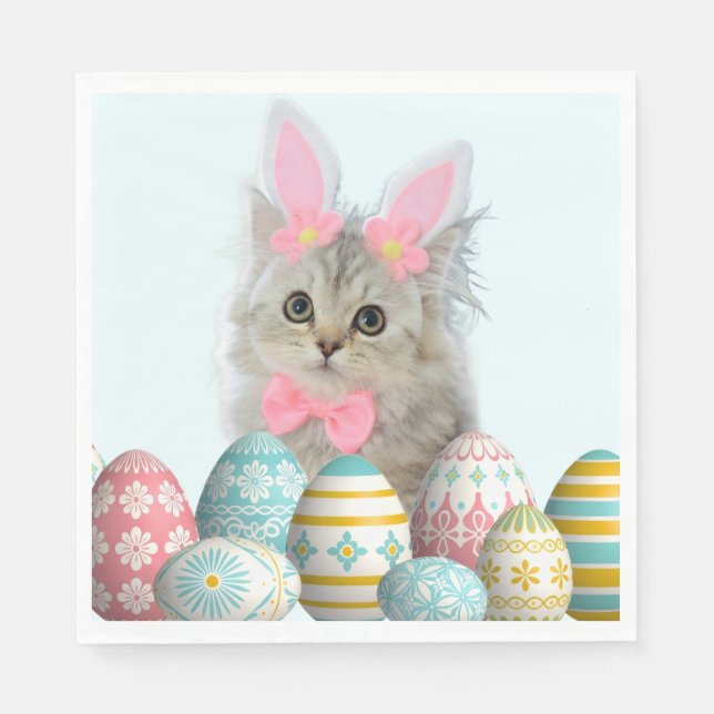 Servilleta De Papel Kitten Photo Bunny Ears  (Anverso)