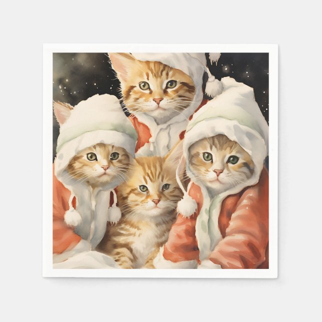 Servilleta De Papel Kitties festivos (Anverso)