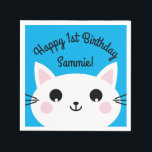 Servilleta De Papel Kitty Cat Kids Birthday Cute<br><div class="desc">¡Este adorablemente lindo y colorido gato de gatito personalizado está aquí para ayudar a tu pequeño a celebrar su primera fiesta de cumpleaños o un cumpleaños a cualquier edad! ¡Perfecto para un niño o chica que ama a los gatos gatos gatos!</div>