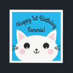 Servilleta De Papel Kitty Cat Kids Birthday Cute<br><div class="desc">¡Este adorablemente lindo y colorido gato de gatito personalizado está aquí para ayudar a tu pequeño a celebrar su primera fiesta de cumpleaños o un cumpleaños a cualquier edad! ¡Perfecto para un niño o chica que ama a los gatos gatos gatos!</div>