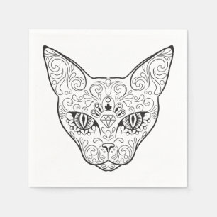 Servilleta De Papel Kitty Face Sugar Skull   Día del gato muerto