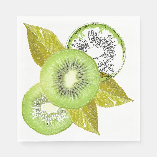 Servilleta De Papel Kiwi, frugal, verde y blanco, fresco, jugoso, blan (Anverso)