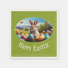 Servilleta De Papel Kleiner Osterhase in Landschaft, oval - 