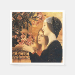 Servilleta De Papel Klimt Dos Chicas con Oleandro Art Nouveau