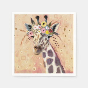 Servilleta De Papel Klimt Giraffe   Adornadas En Flores