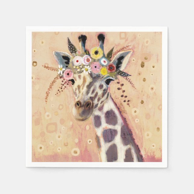 Servilleta De Papel Klimt Giraffe | Adornadas En Flores (Anverso)
