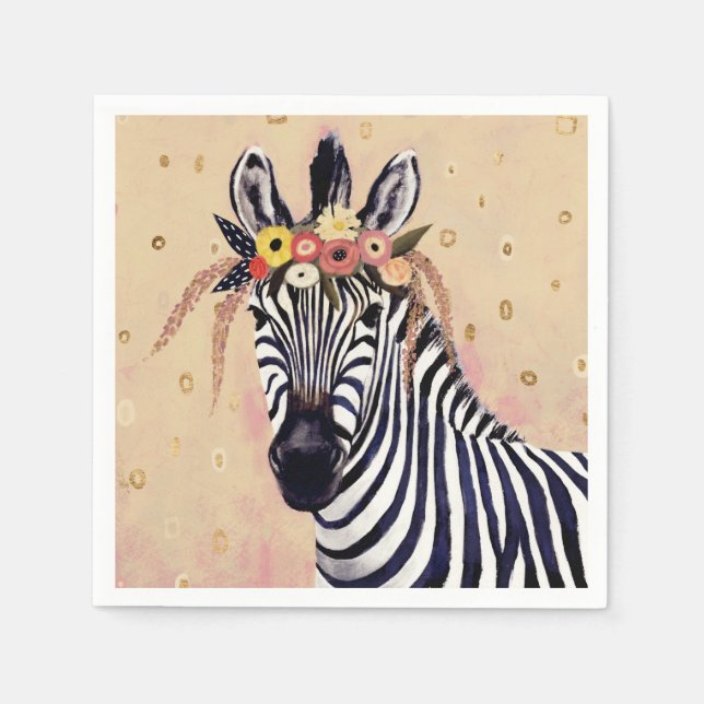Servilleta De Papel Klimt Zebra | Adornadas En Flores (Anverso)
