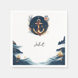 Servilleta De Papel Knot Bote Navy Blue Nautical Bridal Shower