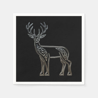 Servilleta De Papel Knot estilo celta de ciervo plateado y negro
