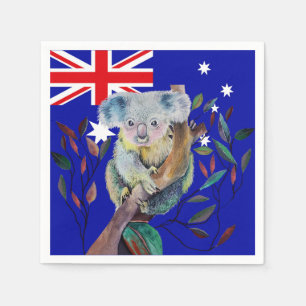 Servilleta De Papel Koala acuarela goma árbol bandera australiana