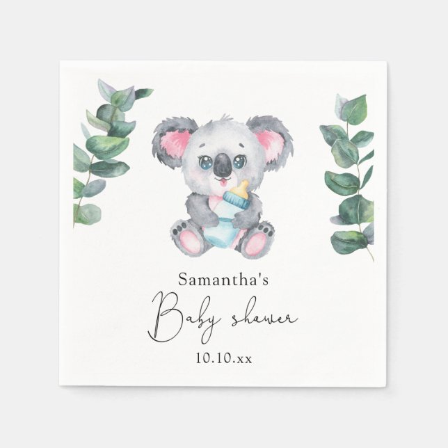 Servilleta De Papel Koala Bear Baby Shower (Anverso)