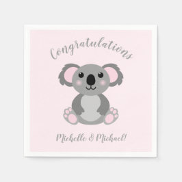 Servilleta De Papel Koala Bear Baby Shower Chica Rosa