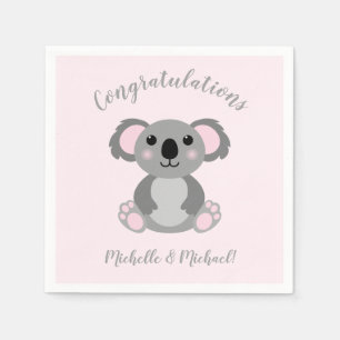 Servilleta De Papel Koala Bear Baby Shower Chica Rosa