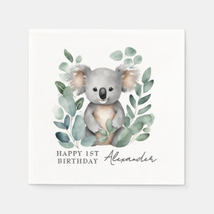 Servilleta De Papel Koala Bear Boys Fiesta de primer cumpleaños