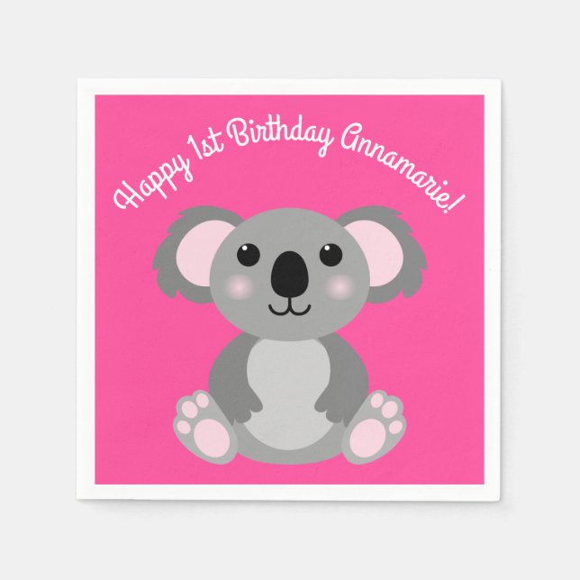 Servilleta De Papel Koala Bear Cute Kid Birday Party (Anverso)
